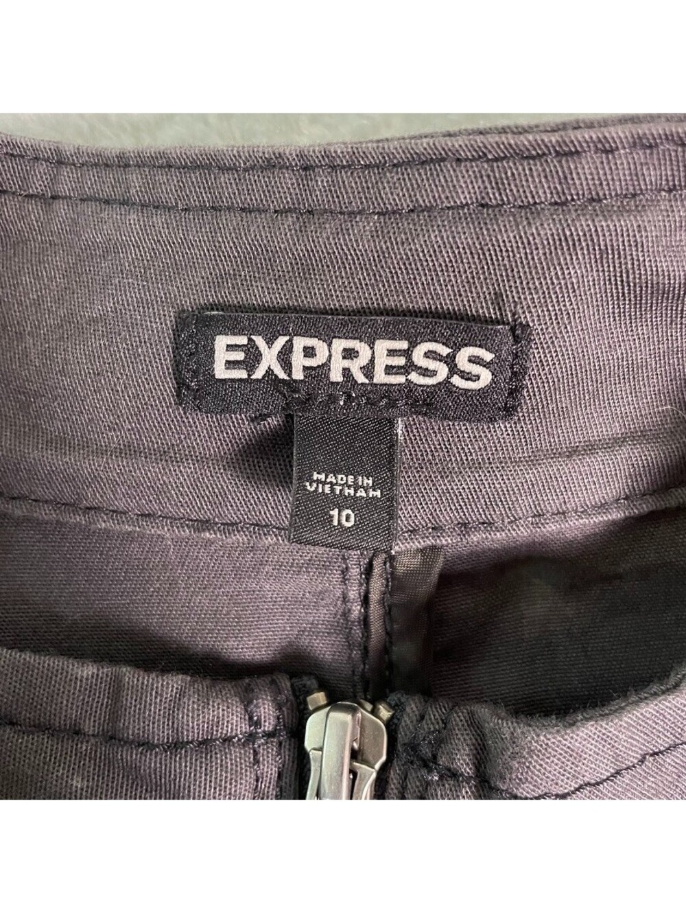 Express Moto Jacket Womens 10 Gray Zip Front Stretch Biker Cotton Utility Casual - Picture 2 of 9